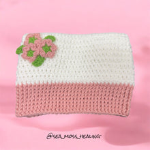 Load image into Gallery viewer, Cat Ear Crochet Hat pink/white
