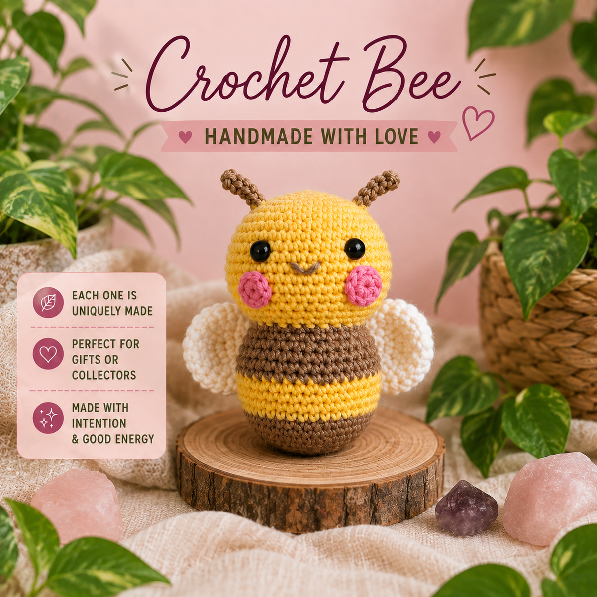 Bee Crochet Plushie 5”