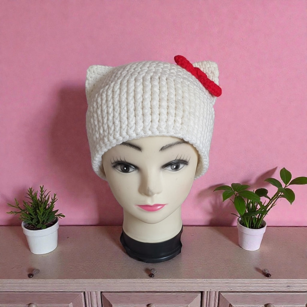 Hello Kitty–Inspired Crochet Hat