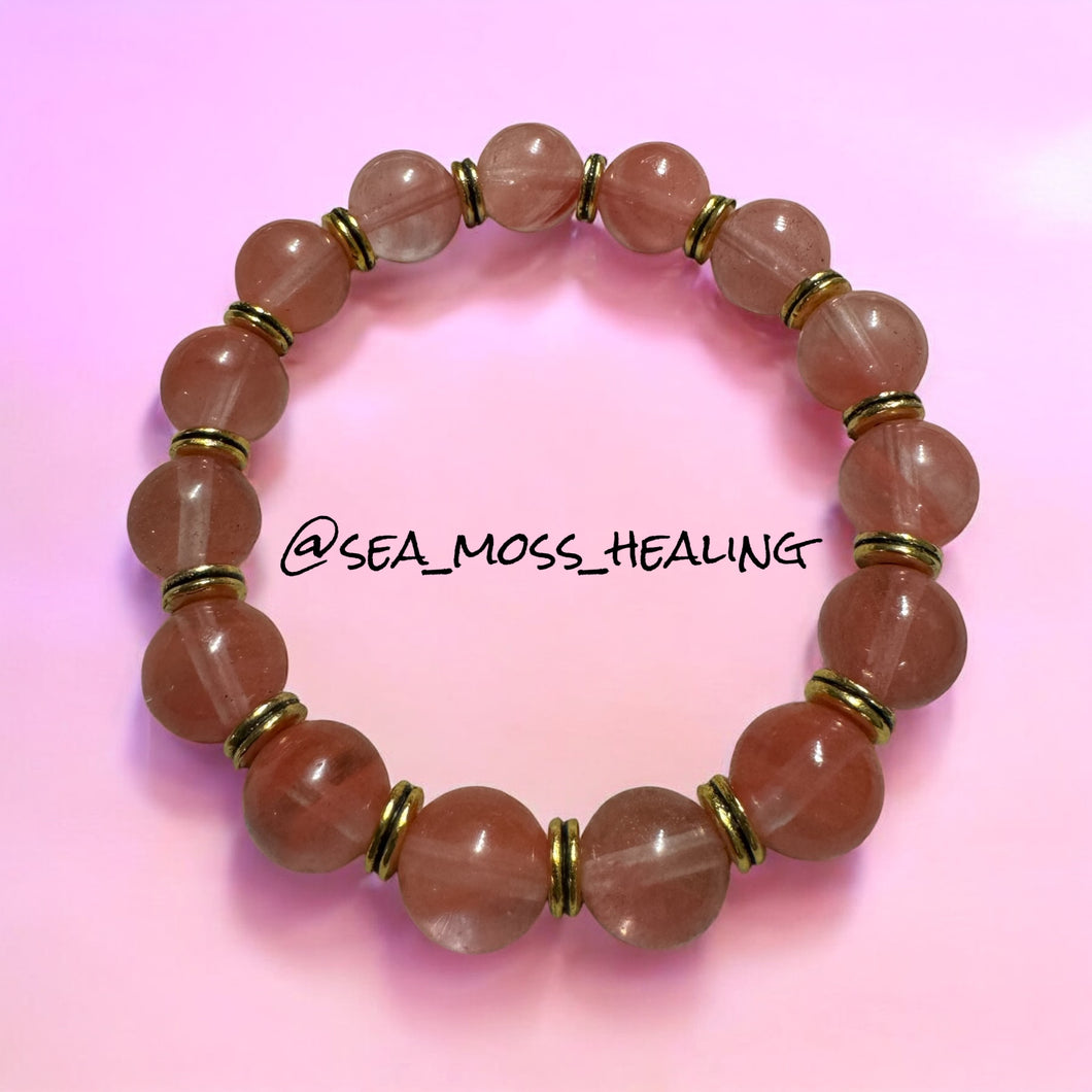 Cherry Quartz Bracelet 7” (10mm)