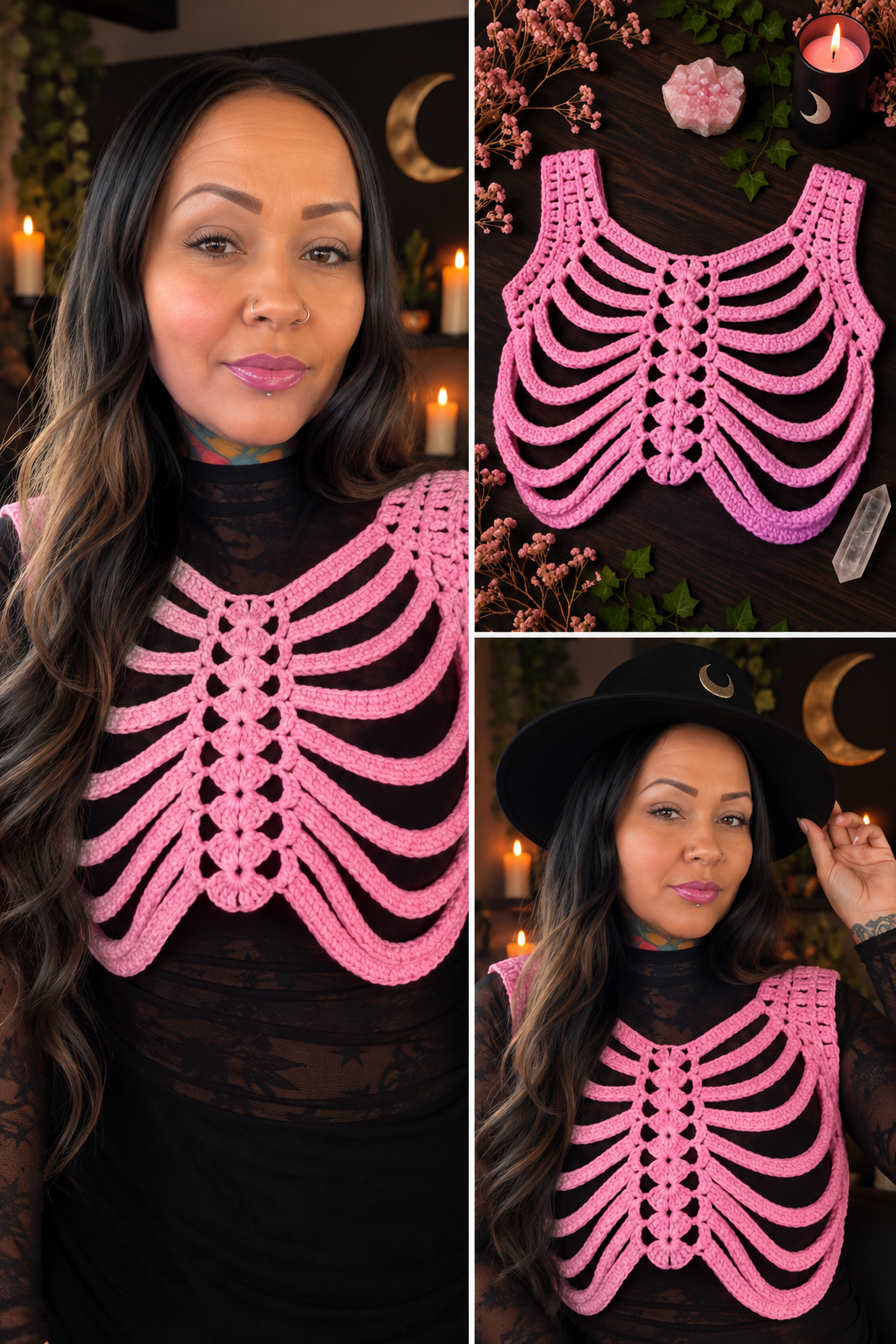 Crochet Skull Vest Pink