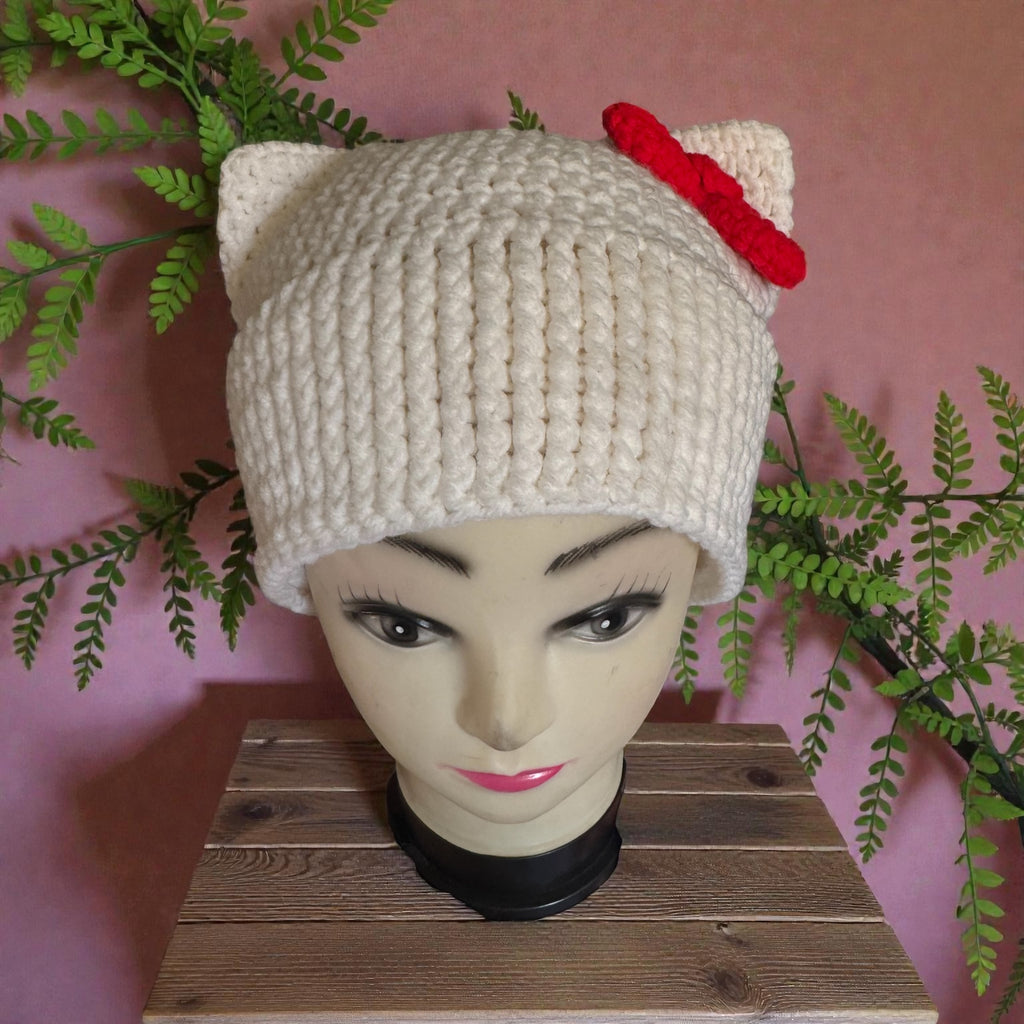 Hello Kitty–Inspired Crochet Hat