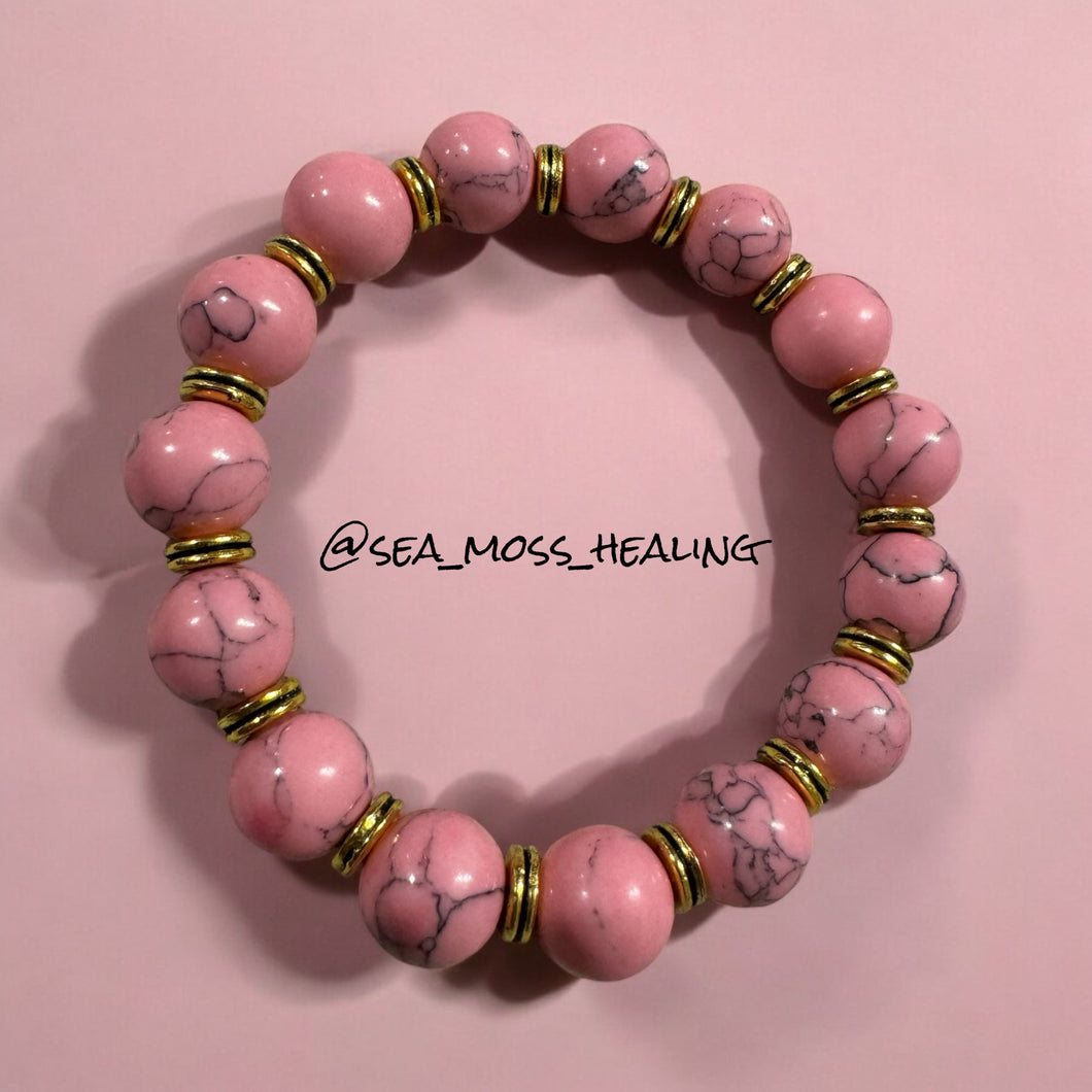 Pink Turquoise Bracelet 7” (10mm)